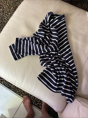 L.L.Bean Navy and White Striped Knit Tee